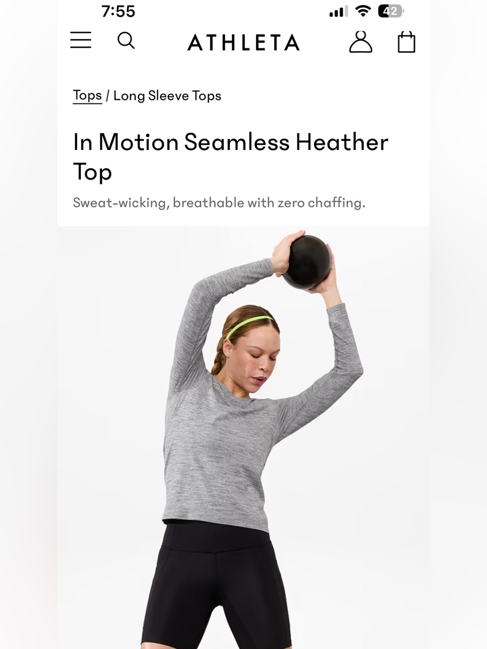 Athleta In Motion Seamless Heather grey Top